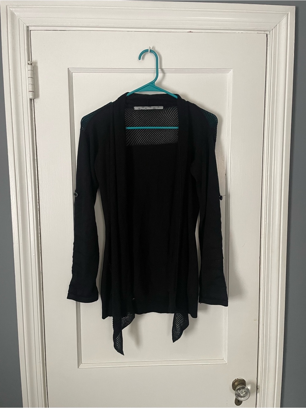 Athleta Women's Black Open-Front Draped Cardigan Sweater Sz S